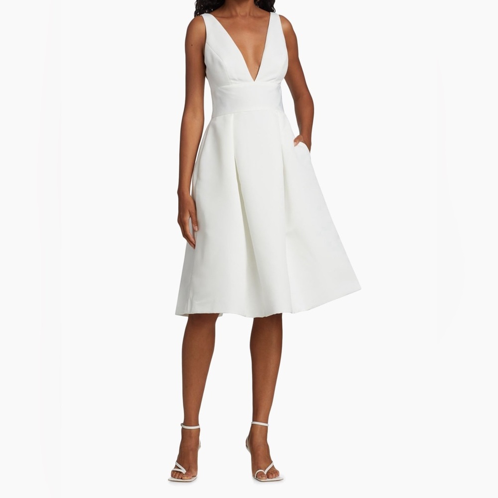 Amsale Faille Deep V Size 6